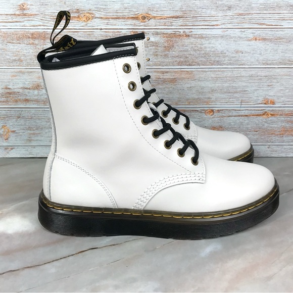 NEW Dr Martens Zavala Combat Boots White Leather - Picture 4 of 9